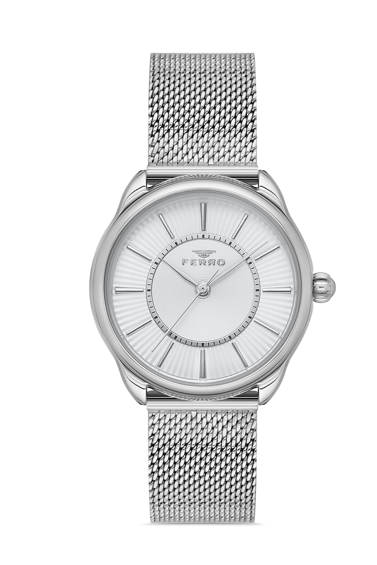 Ferro Analog Silver Round Dial Women's Watch - F21152C-A