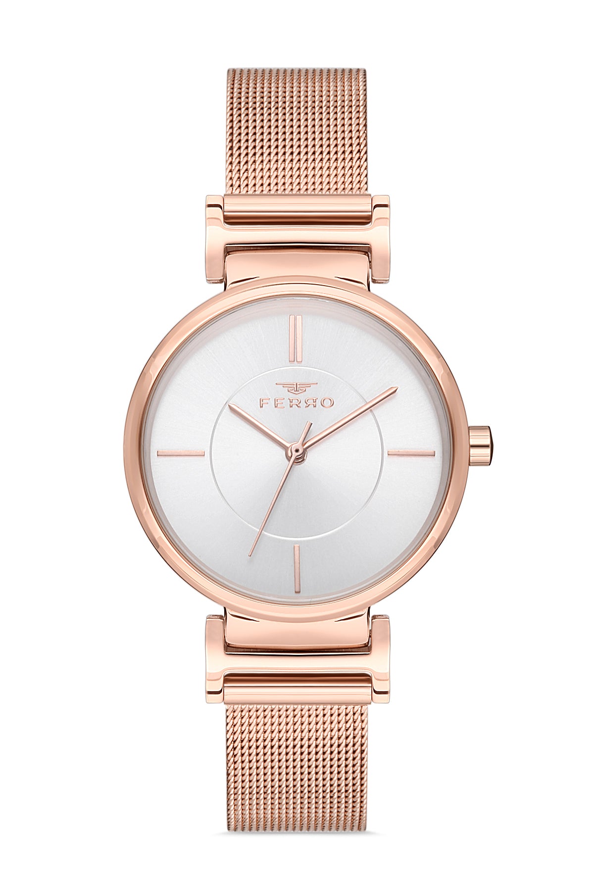 Ferro Analog White Round Dial Women's Watch - F40084C-C
