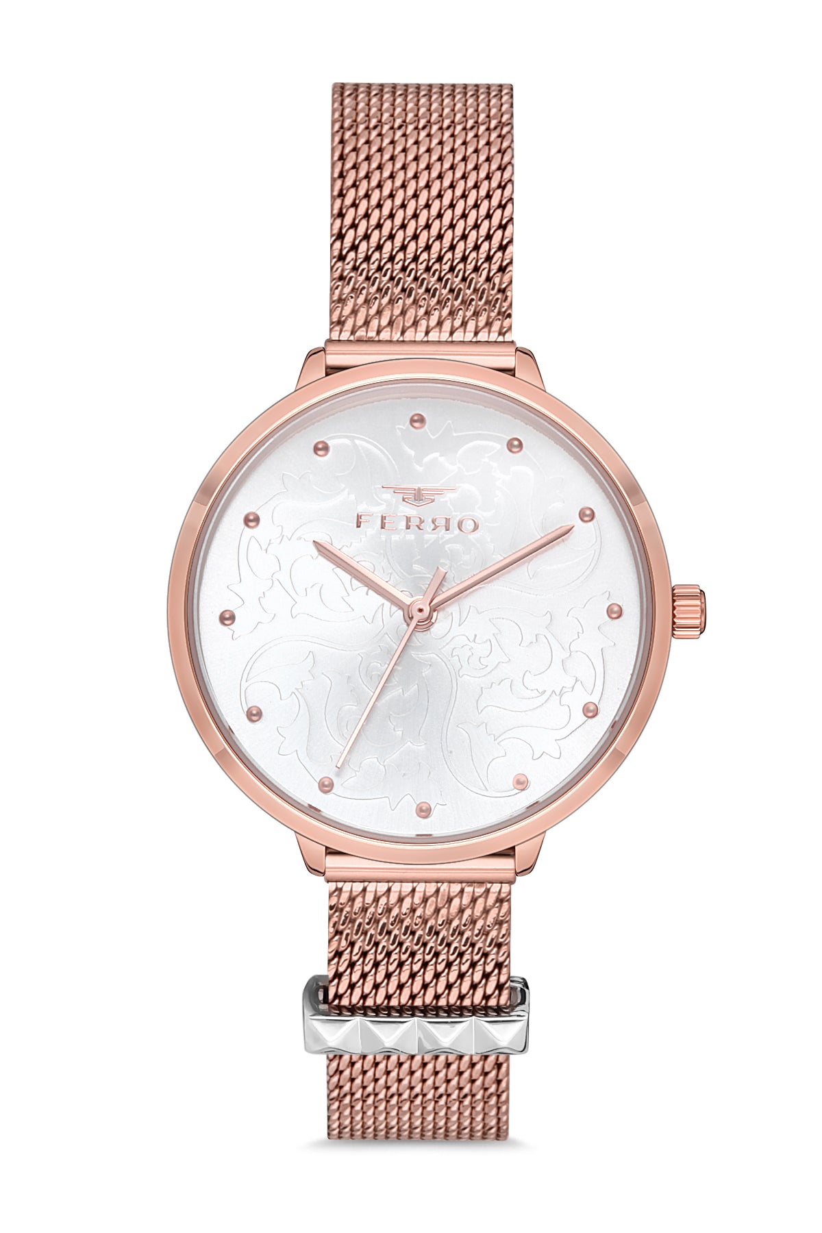 Ferro Analog Silver Round Dial Women's Watch - F21087C-C