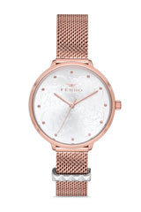 Ferro Analog Silver Round Dial Women's Watch - F21087C-C
