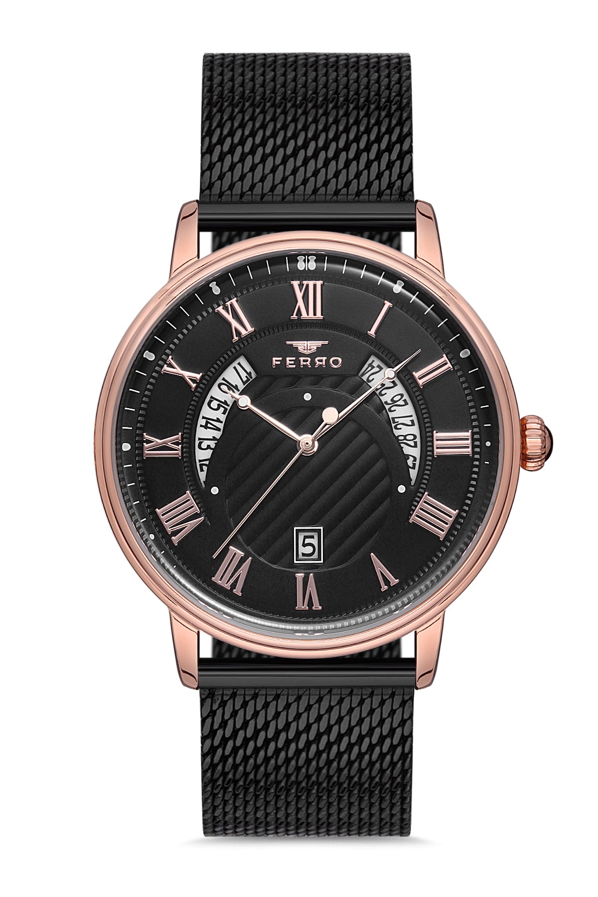 Ferro Analog Black Round Dial Men's Watch - F11050C-1117-R
