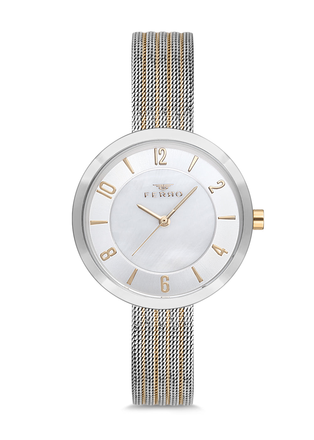 Ferro Analog Silver Round Dial Women's Watch - F1908C-1003-D