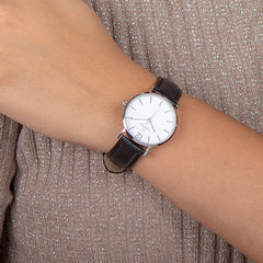 Obaku Mark Lille Black Analog White Round Dial Women's Watch - V197LXCWRB