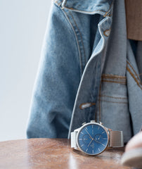 Obaku Gran Cyan Analog Blue Round Dial Men's Watch - V196GUCLMC