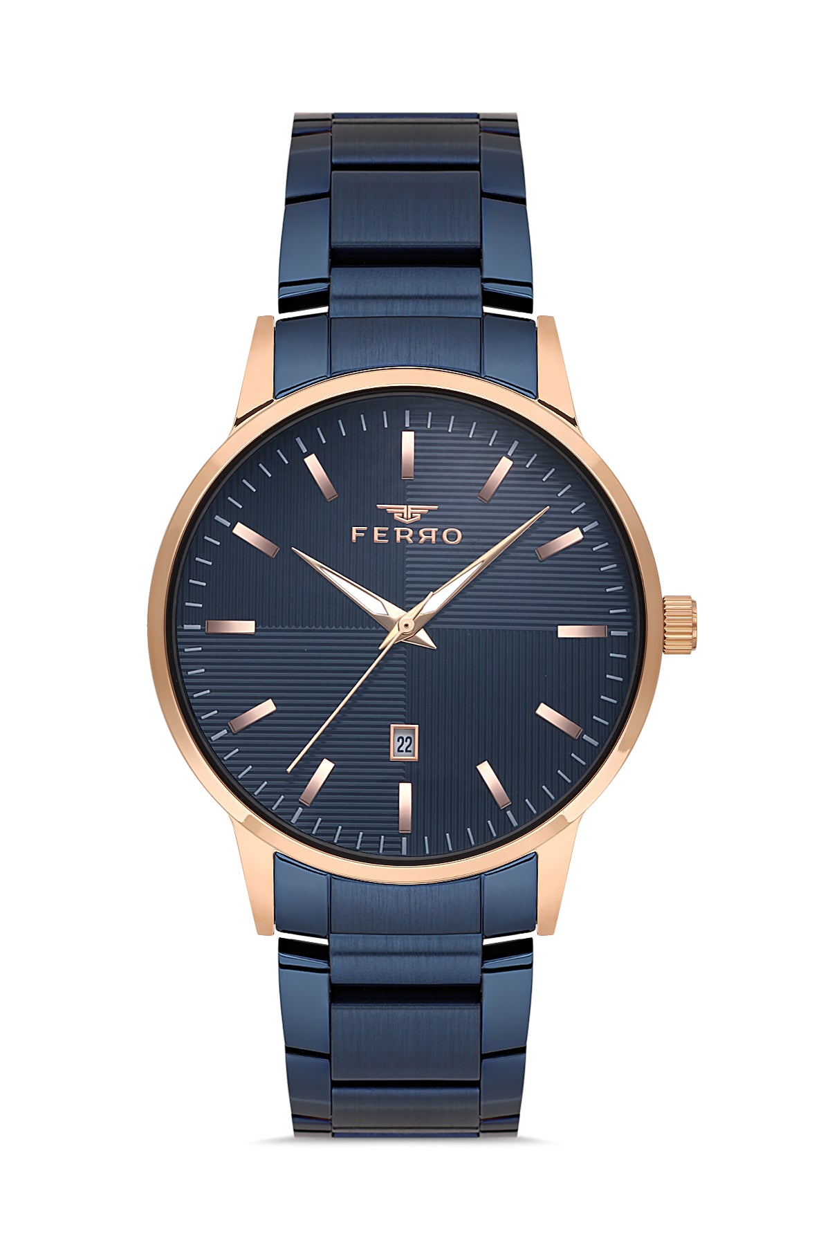 Ferro Siena Classica Analog Blue Round Dial Men's Watch - F11156A-T
