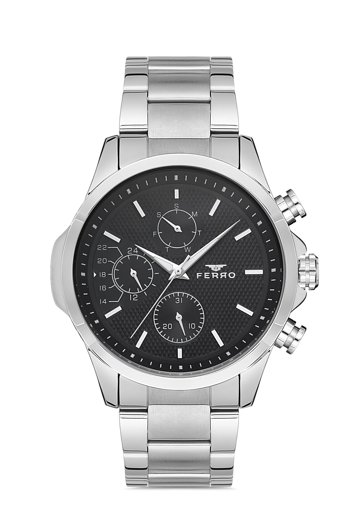Ferro Multifunction Black Round Dial Men's Watch - FM11170A-A2
