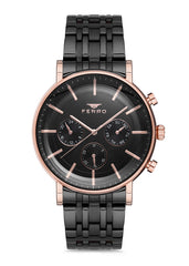Ferro Multifunction Black Round Dial Men's Watch - FM1866A-R
