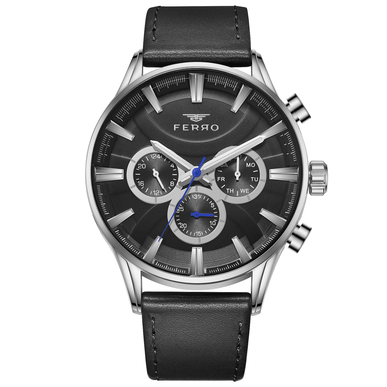 Ferro Tirreno Multifunction Black Round Dial Men's Watch - FM11180B-J2