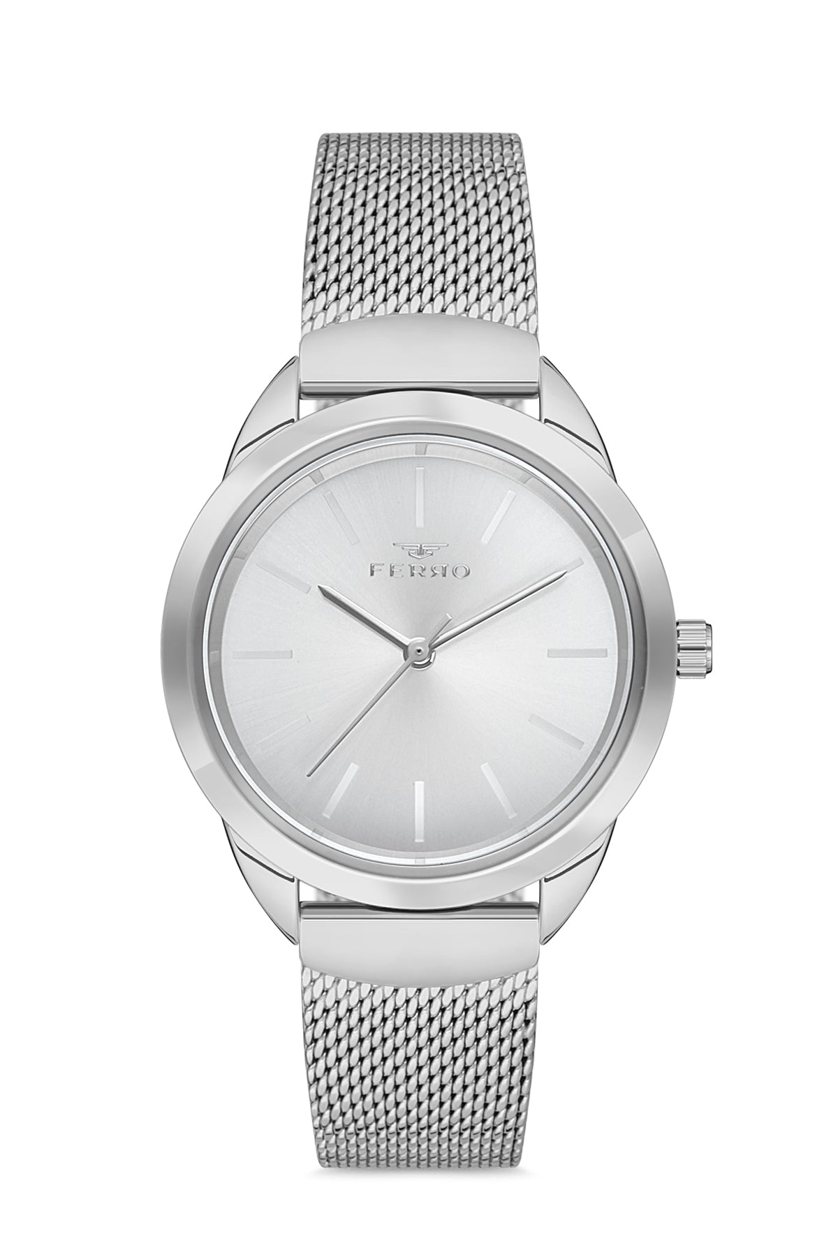 Ferro Analog Silver Round Dial Women's Watch - F21073C-A