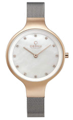 Obaku Sky Rose Bi Analog White MOP Round Dial Women's Watch - V173LXVWMC