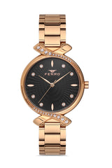 Ferro Verdicchio Analog Black Round Dial Women's Watch - FL21254A-C2