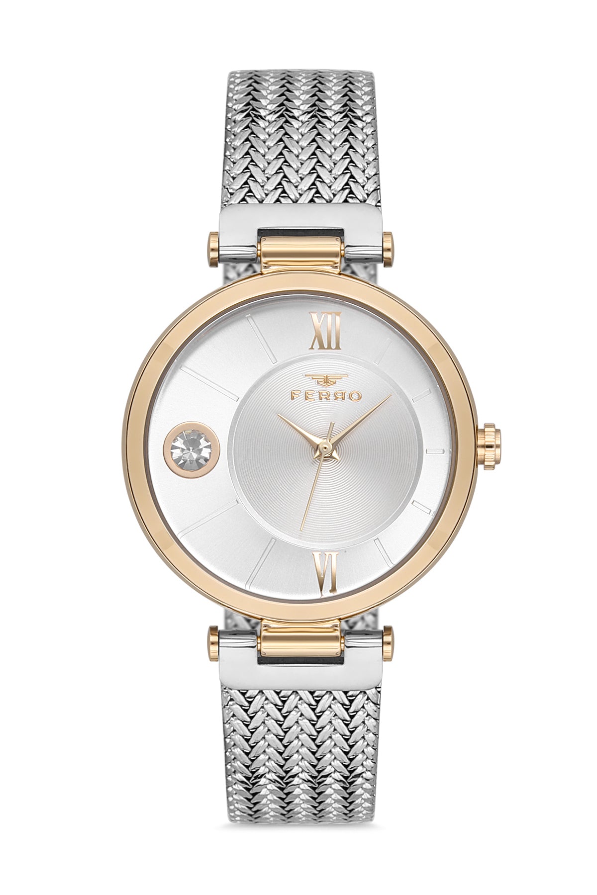 Ferro Analog Silver Round Dial Women's Watch - F21144C-D