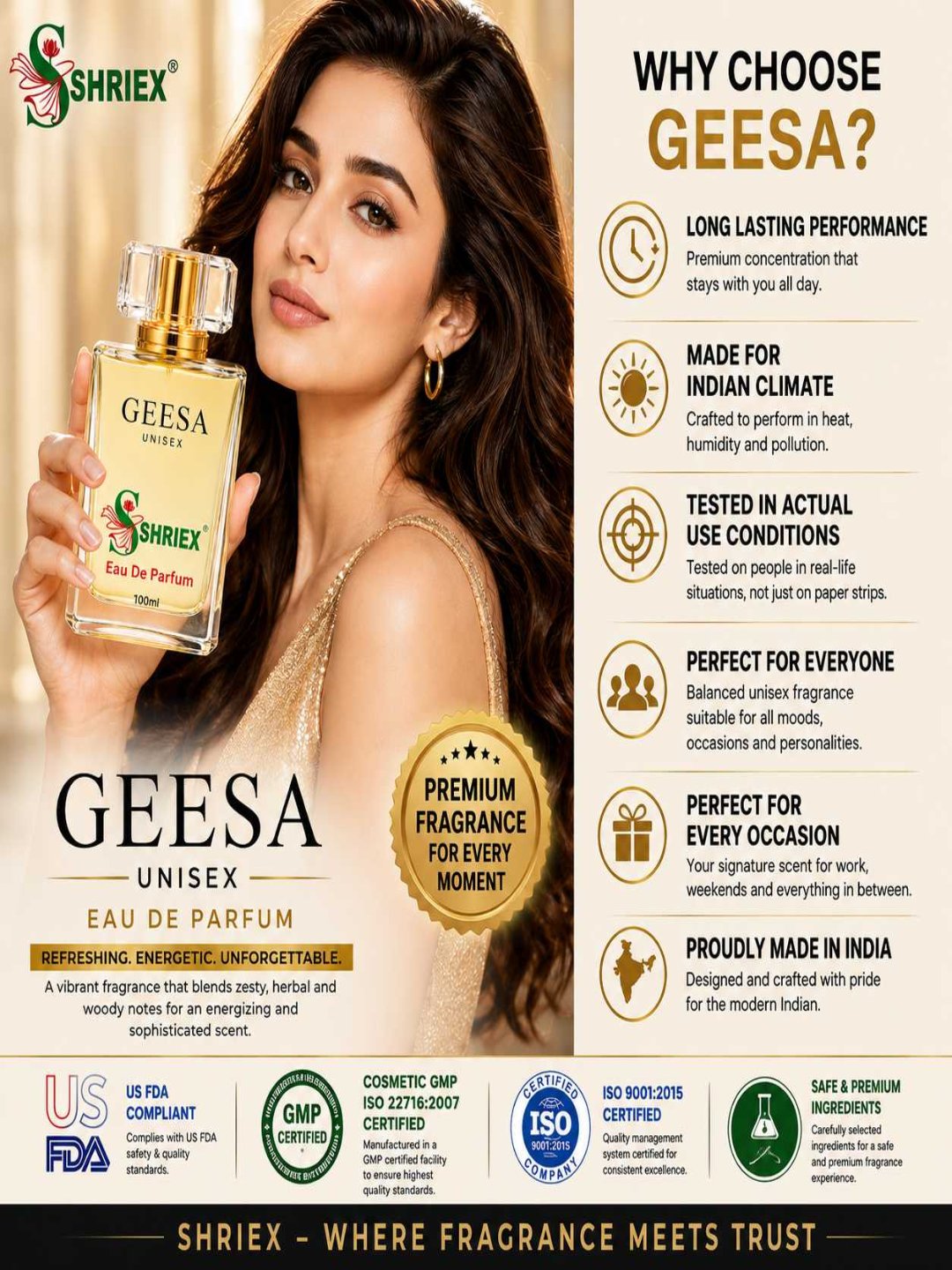 Shriex GEESA Eau De Parfum Unisex Fragrance  – Inspired By ǦĬŠŠǞH ĬMƤĔŘIAĹ VǞĹĹĔY - 100 ml