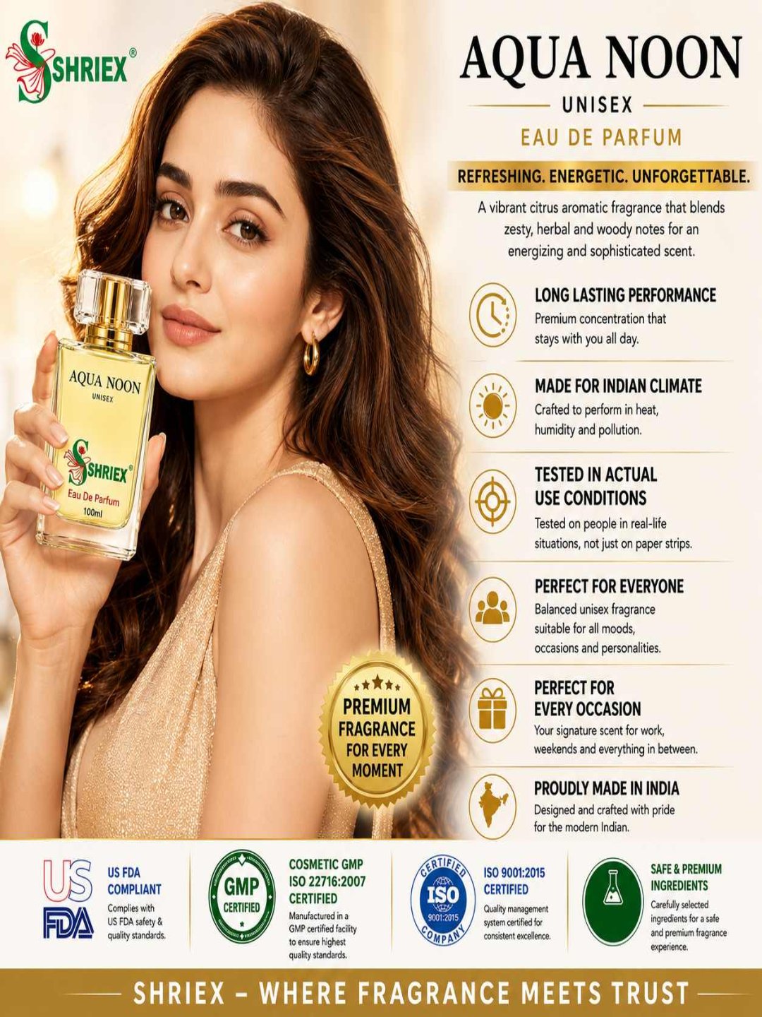 Shriex AQUA NOON Eau De Parfum Unisex Fragrance  – Inspired By ĹǑŨĬS VŨĬŤŤOŃ ǞFŤĔFŃOOŃ SWĬM - 50 ml
