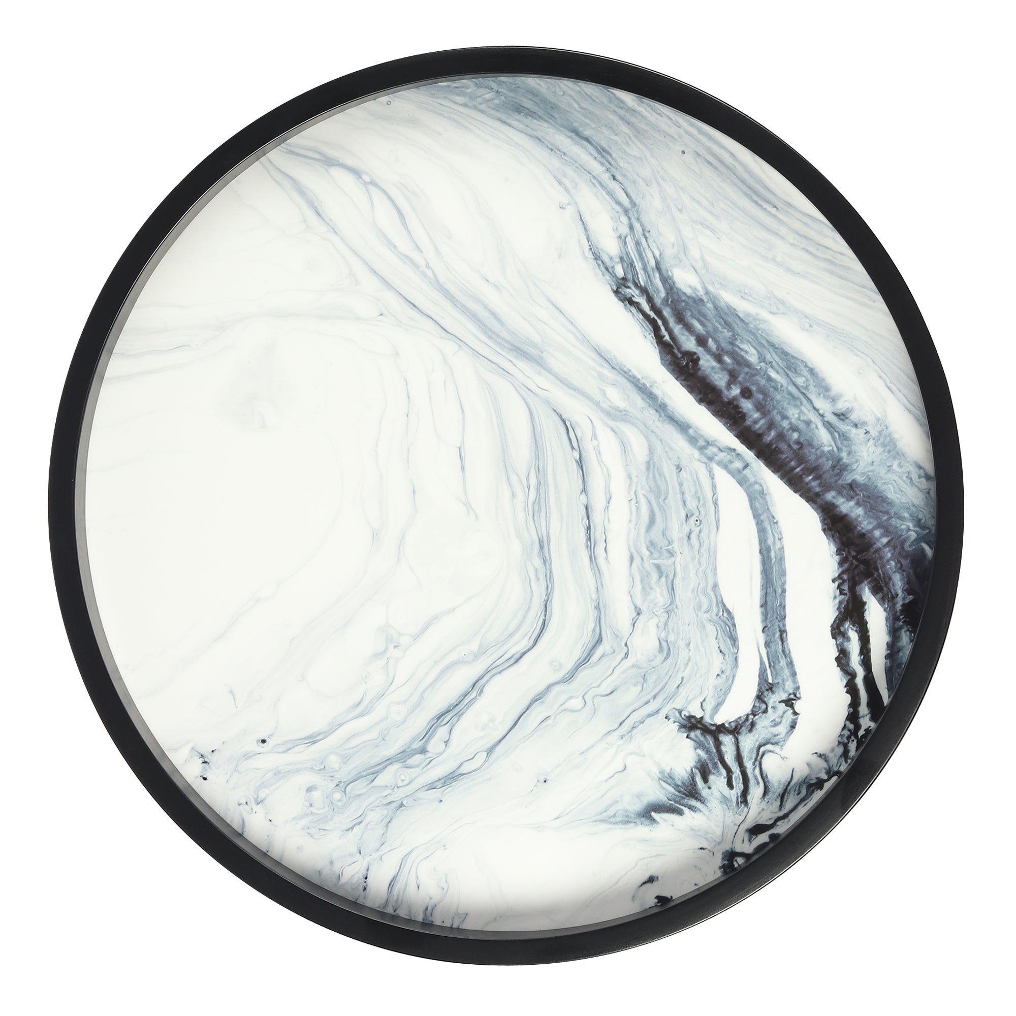 De Maison Decor Oceara Wooden Round Side Table - Set of 2 - Black Wood & White