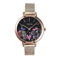 OUI & ME Fleurette Analogue Black Round Dial Women's Watch- ME010075