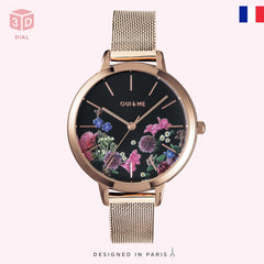 OUI & ME Fleurette Analogue Black Round Dial Women's Watch- ME010075