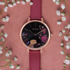 OUI & ME Grande Fleurette Analogue Black Round Dial Women's Watch- ME010086