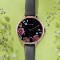 OUI & ME Grande Fleurette Analogue Black Round Dial Women's Watch- ME010109