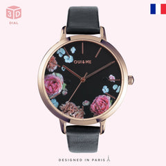 OUI & ME Grande Fleurette Analogue Black Round Dial Women's Watch- ME010109