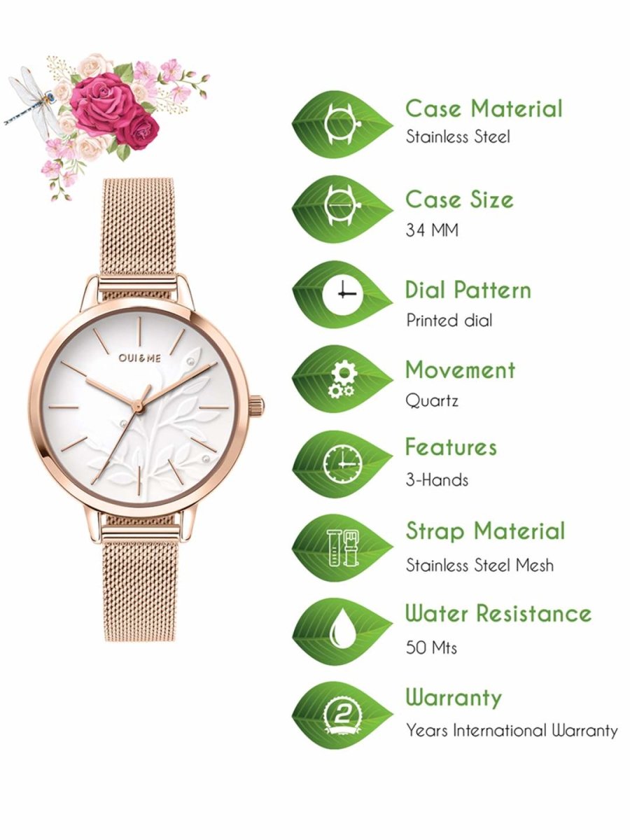 OUI & ME Fleurette Analogue White Round Dial Women's Watch- ME010134