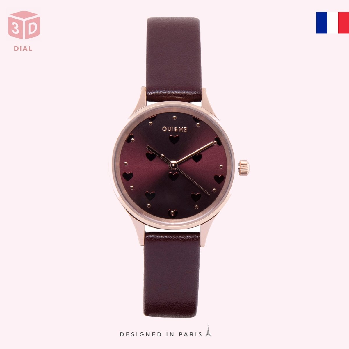 OUI & ME Minette Analogue Burgundy Round Dial Women's Watch- ME010170
