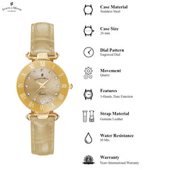 JACQUES DU MANOIR Coupole Fashion Swiss Made Analogue Beige Round Dial Women's Watch- RC.92