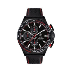 SCUDERIA FERRARI Pilota Swiss Mechanical Chronograph Black Round Dial Men's Watch - 0830542