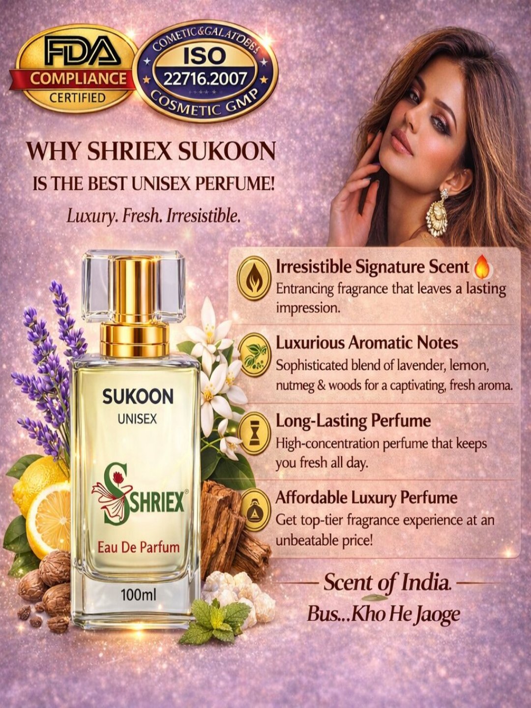 Shriex SUKOON Unisex Eau De Parfum  – Inspired By ǦȔĆĆI ĞŨIĹŤY - 100 ml