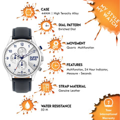 Superdry HOXTON Multifunction Grey Round Dial Men's Watch- SYG282UW