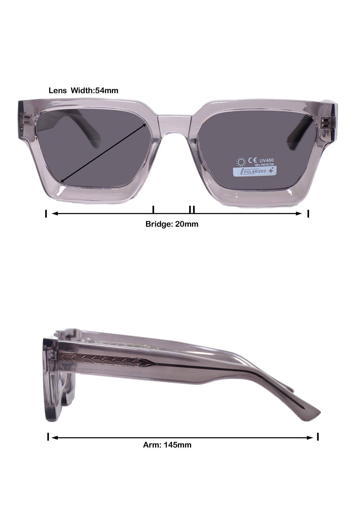 Jodykoes Legacy Square Sunglasses – UV400 Polarized - JK-SG-66510-GREY