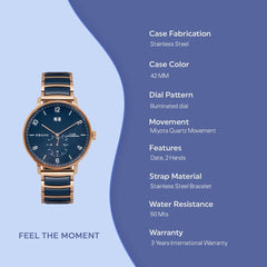 OBAKU RISLEN SUNSET Multifunction Blue Round Dial Men's Watch -V190GDVLSL