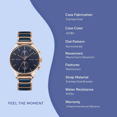 OBAKU GRAN SUNSET Mulitifunction Blue Round Dial Men's Watch -V196GUVLSL
