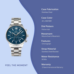 OBAKU SKOV DENIM Mulifunction Blue Round Dial Men's Watch -V205GUCLSC
