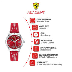 SCUDERIA FERRARI ACADEMY Quartz Red Round Dial Kid's Watch- 0810023