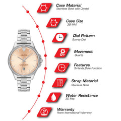 Scuderia Ferrari Pilota Quartz Crystals Carnation Gold Round Dial Women's Watch- 0820028