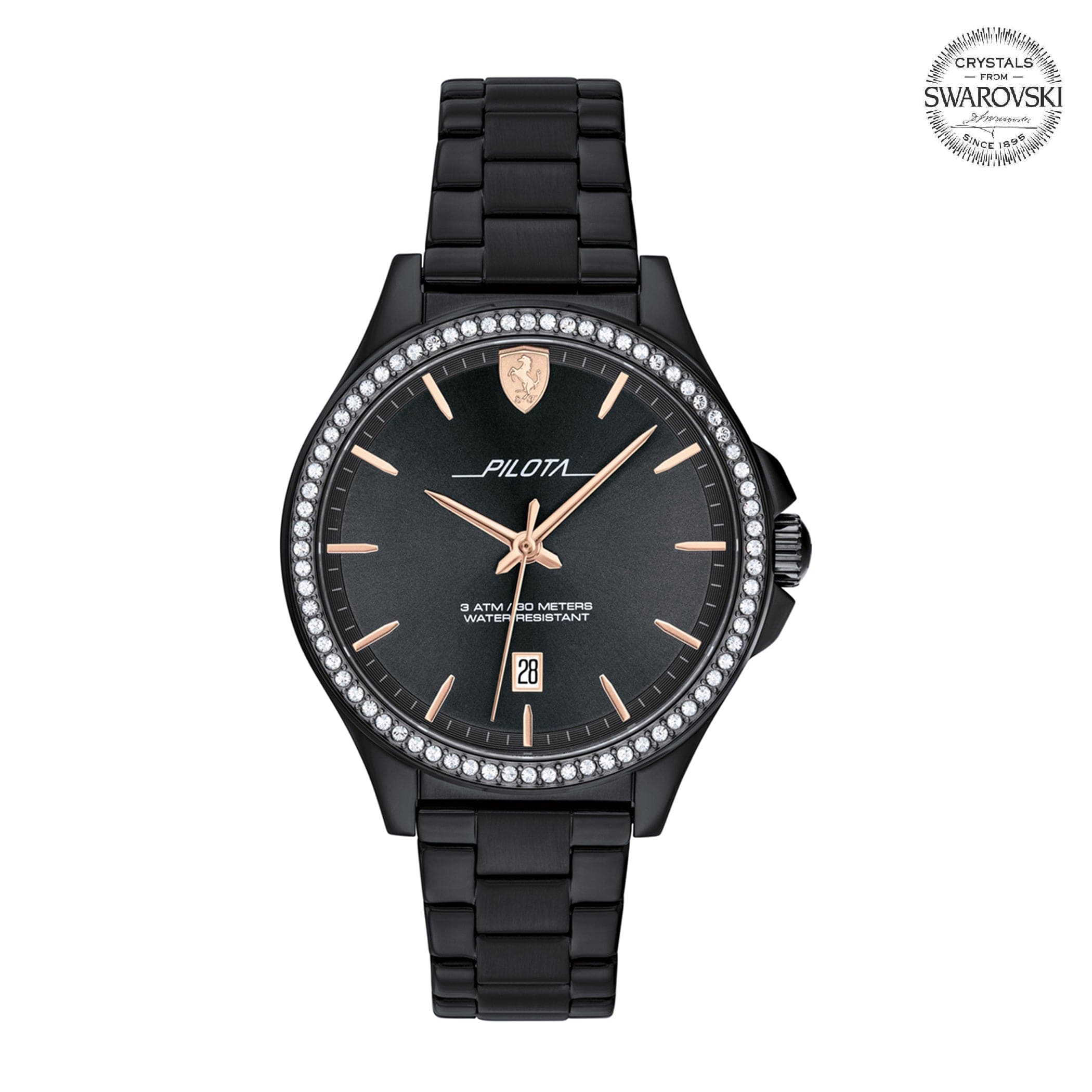 SCUDERIA FERRARI PILOTA Quartz Black Round Dial Women's Watch- 0820030