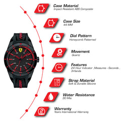 SCUDERIA FERRARI REDREV Quartz Black Round Dial Men's Watch- 0830245