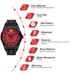 SCUDERIA FERRARI REDREV Quartz Red Round Dial Men's Watch- 0830248