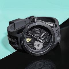 SCUDERIA FERRARI Red Rev T Multifunction Black Round Dial Men's Watch - 0830259