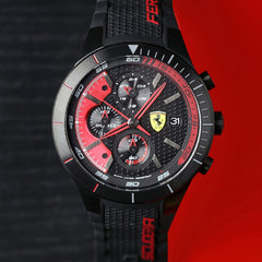 SCUDERIA FERRARI REDREV EVO Chronograph Black Round Dial Men's Watch - 0830260