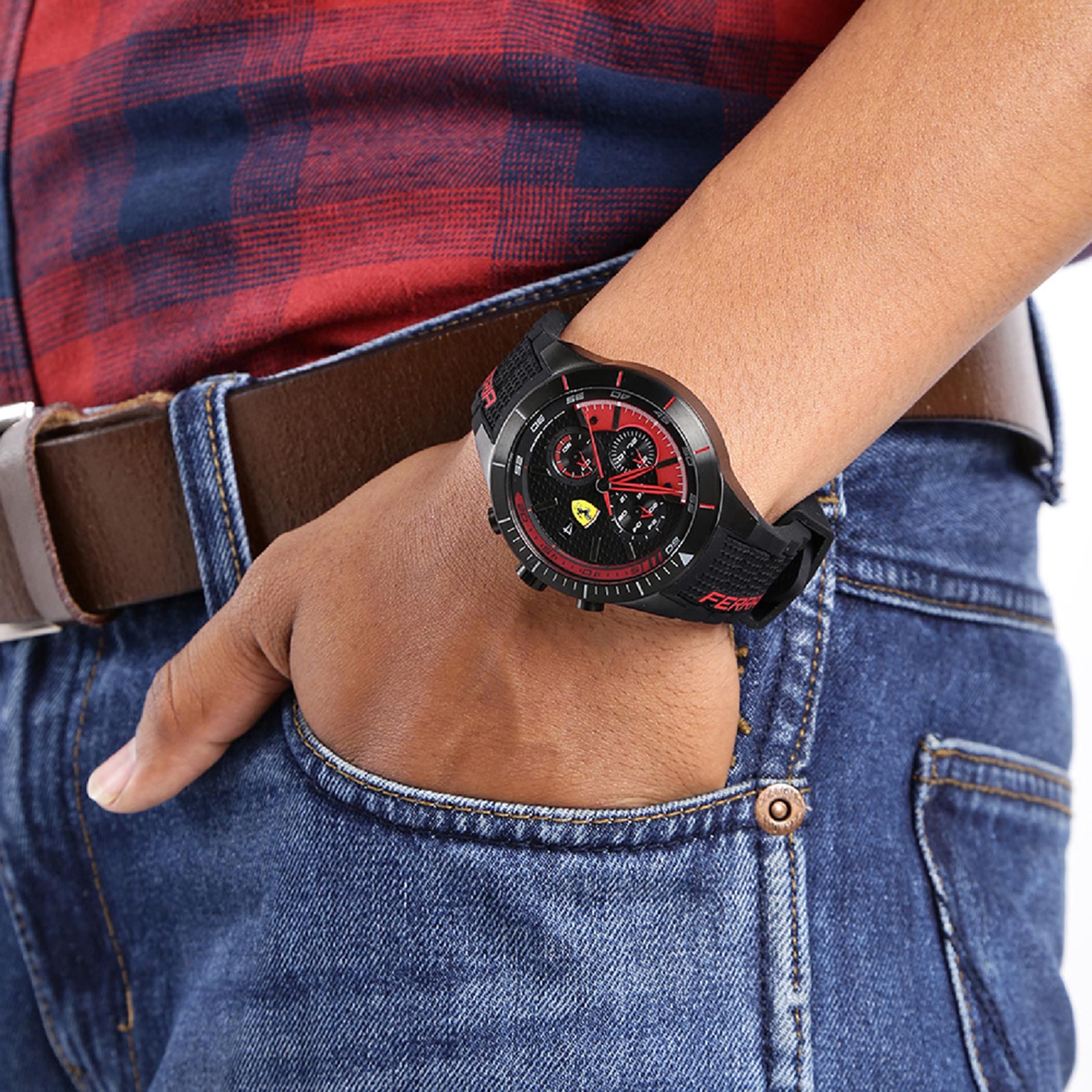 SCUDERIA FERRARI REDREV EVO Chronograph Black Round Dial Men's Watch - 0830260