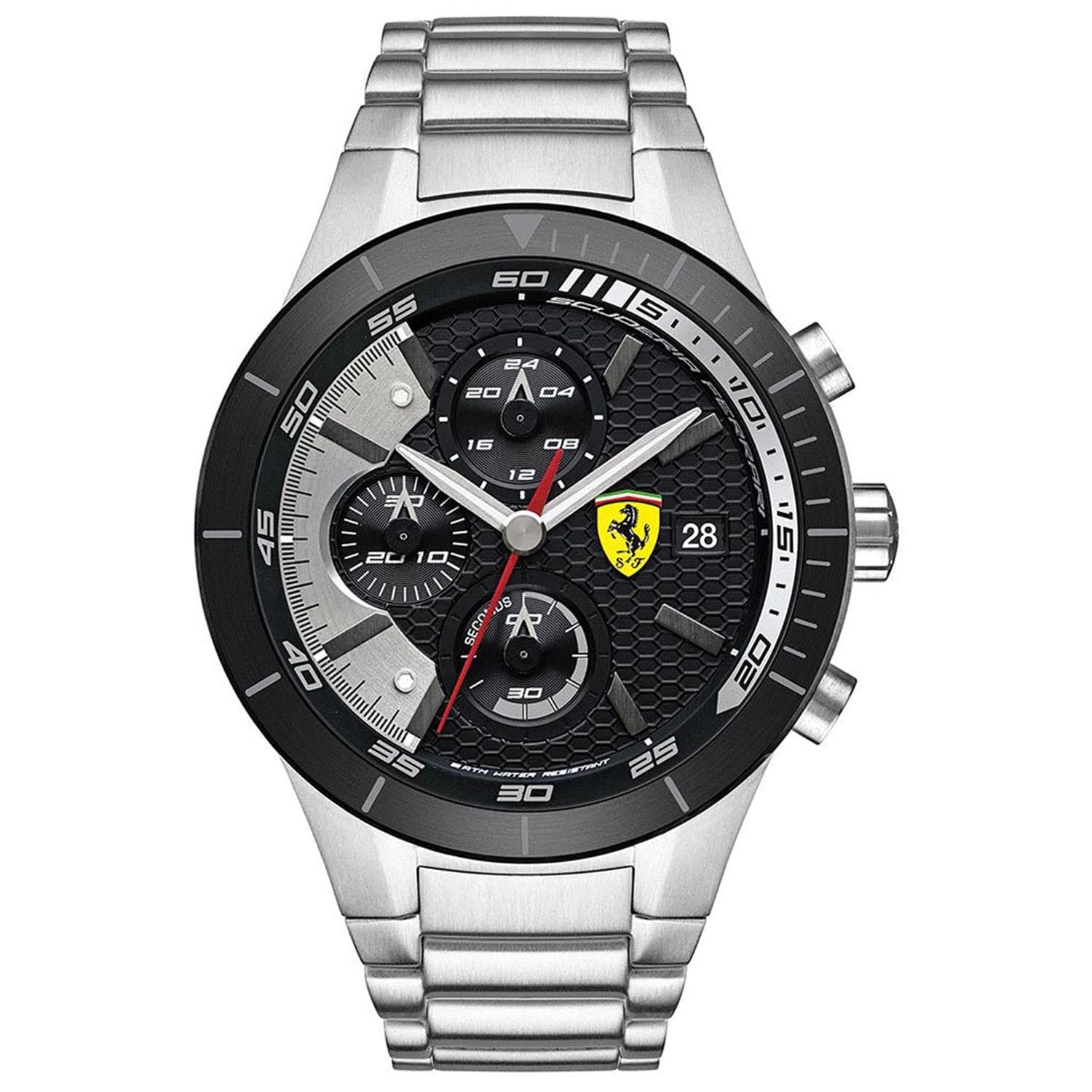 SCUDERIA FERRARI Red Rev Evo Chronograph Black Round Dial Men's Watch - 0830263