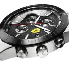 SCUDERIA FERRARI Red Rev Evo Chronograph Black Round Dial Men's Watch - 0830263