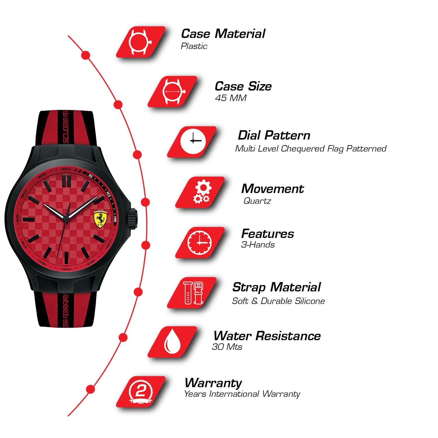 SCUDERIA FERRARI Pit Crew Quartz Red Round Dial Men's Watch - 0830281