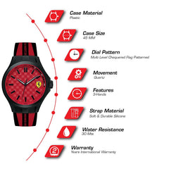 SCUDERIA FERRARI Pit Crew Quartz Red Round Dial Men's Watch - 0830281