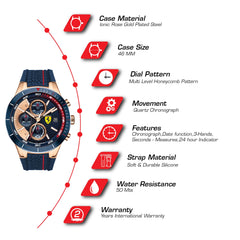 SCUDERIA FERRARI REDREV EVO Chronograph Blue Round Dial Men's Watch- 0830297