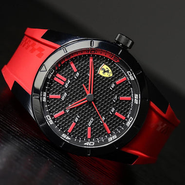 SCUDERIA FERRARI Red Rev Quartz Black Round Dial Men's Watch - 0830299
