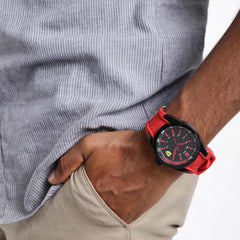 SCUDERIA FERRARI Red Rev Quartz Black Round Dial Men's Watch - 0830299