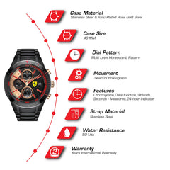 SCUDERIA FERRARI REDREV EVO Chronograph Black Round Dial Men's Watch- 0830305